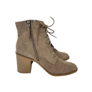 Faux Leather Vegan Suede Stone Midi Boots High Heel Time and Tru Western